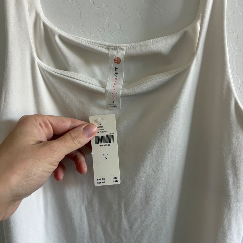Daily Practice Anthropologie White Scoop Neck Midi Dress Side Slit Small NEW - Picture 4 of 9